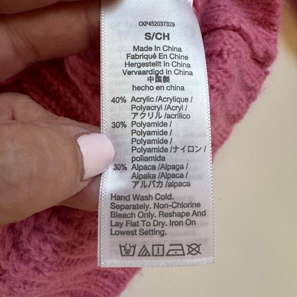 Madewell Charley Pullover Sweater Pink Size Small EUC Cable Knit Breast Cancer - Picture 9 of 11